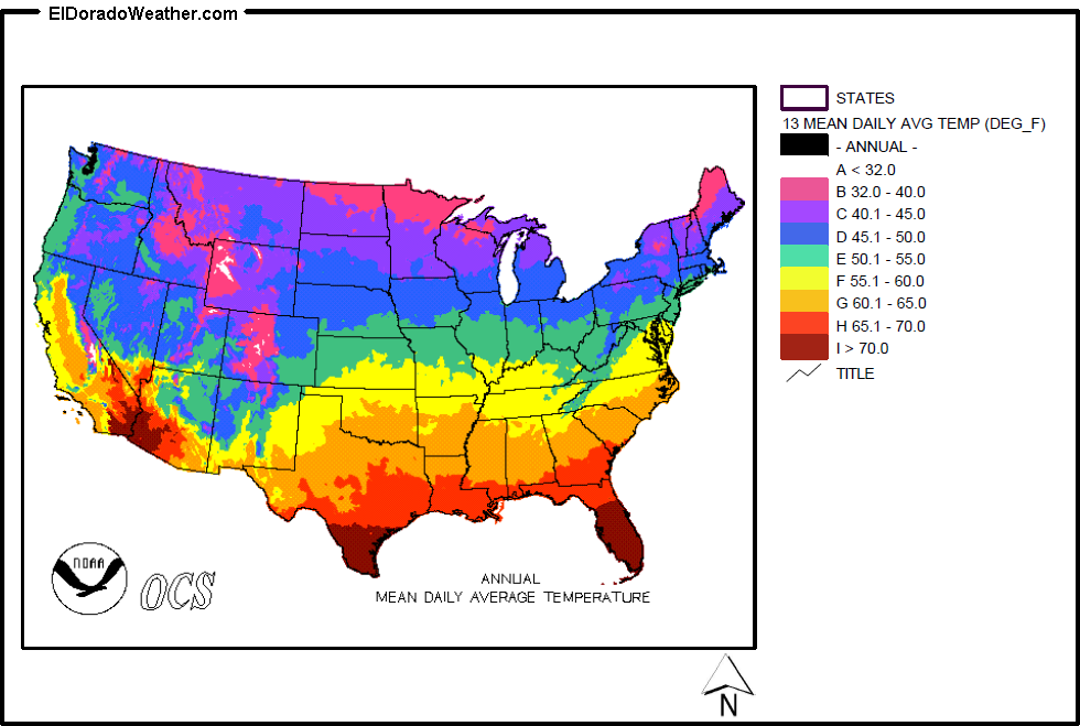 United States Yearly Annual Mean Daily Average Temperature